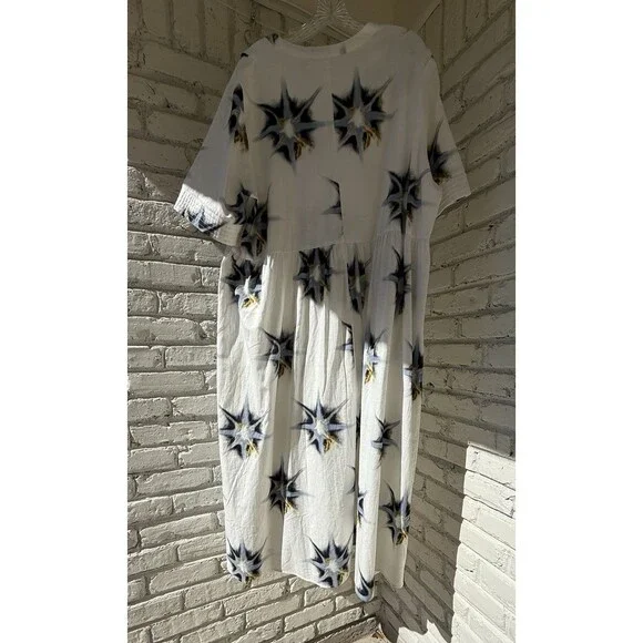 ulla popken dress Eco Cotton Starburst Print Tie Neck Dress 20/22 - Picture 5 of 14